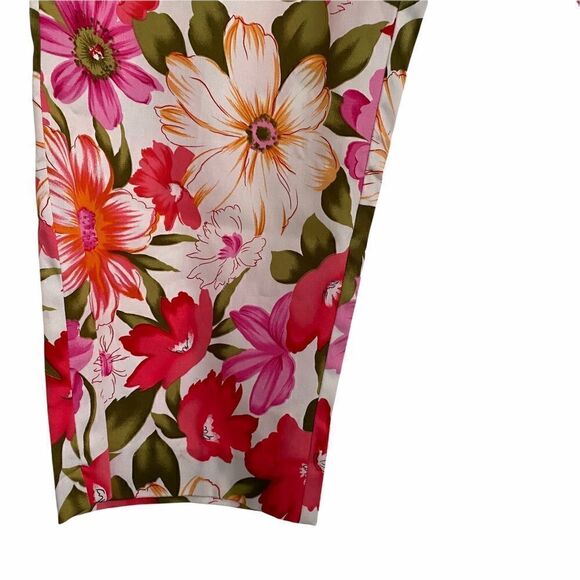 Vintage Geoffrey Beene Floral High Waisted Capri Pants New w/ Tags Pink Orange - Picture 2 of 6